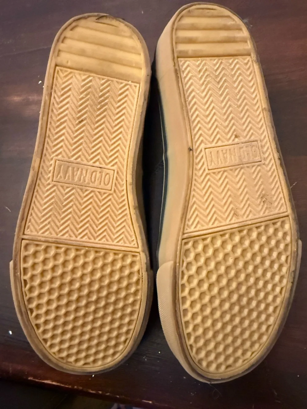 Old Navy Black Canvas Sneakers with Tan Trim boys size 3 big kid.